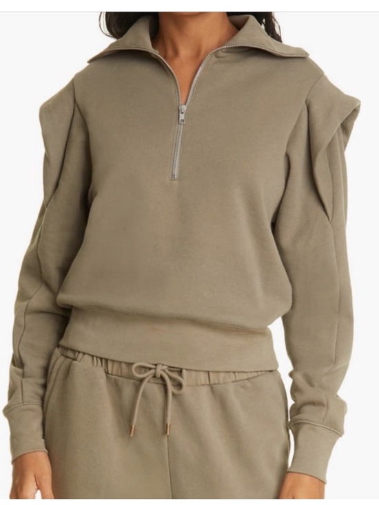 Frame Denim Tops - FRAME Denim women’s Military Shoulder Detail Half Zip Sweatshirt Sz Small